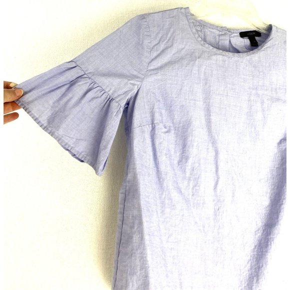 JCrew Button-Back Bell-Sleeve Top Blouse Peri Blue  G2264 Size 0 Business Casual - Picture 2 of 12